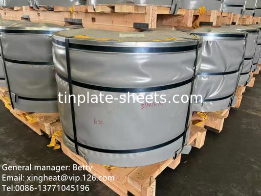 T2/T2.5/T3/T4/T5 Temperatuur Elektrolytische tinplaat spoel verpakking Duurzaam