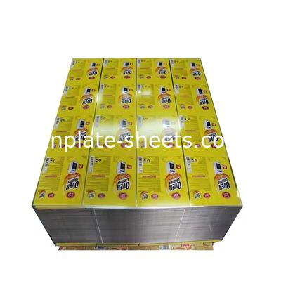 Hoge sterkte T3 T4 T5 Gedrukte tinplate staalplaat 512mm-960mm Breedte Voor chemische blikken Voedselblikken